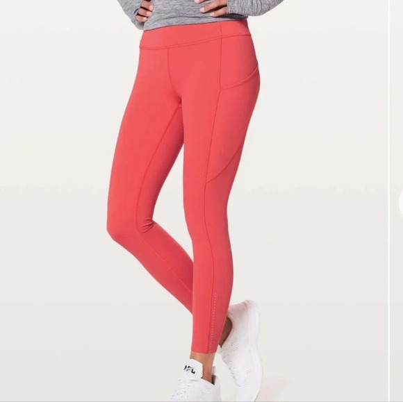 Lululemon Fast & Free 7/8 Tight II Nulux Leggings Red Orange sz 4 - Picture 1 of 12